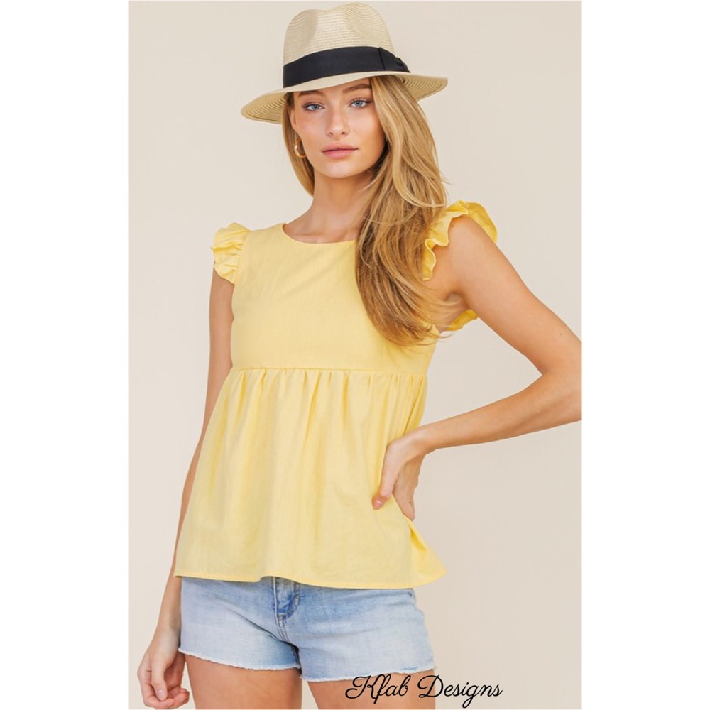❤️LAST! Bow Open Elasticized Back Cap Sleeve Top! - Picture 3 of 6